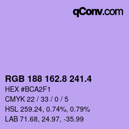 カラーコード: RGB 188 162.8 241.4 | qconv.com