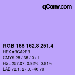 カラーコード: RGB 188 162.8 251.4 | qconv.com