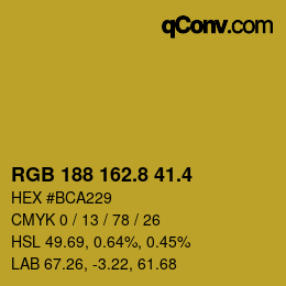 カラーコード: RGB 188 162.8 41.4 | qconv.com
