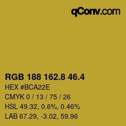 カラーコード: RGB 188 162.8 46.4 | qconv.com