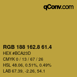 カラーコード: RGB 188 162.8 61.4 | qconv.com