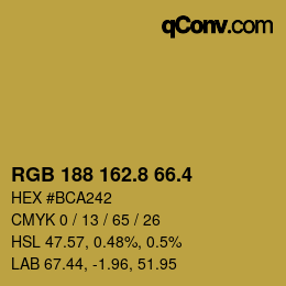 カラーコード: RGB 188 162.8 66.4 | qconv.com