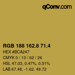 カラーコード: RGB 188 162.8 71.4 | qconv.com