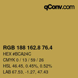 カラーコード: RGB 188 162.8 76.4 | qconv.com