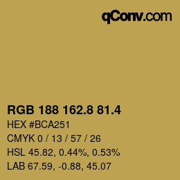 カラーコード: RGB 188 162.8 81.4 | qconv.com