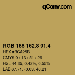 カラーコード: RGB 188 162.8 91.4 | qconv.com