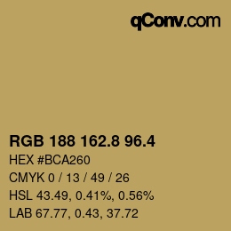 カラーコード: RGB 188 162.8 96.4 | qconv.com