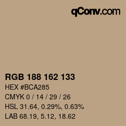 Code couleur: RGB 188 162 133 | qconv.com