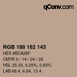 颜色代码: RGB 188 162 143 | qconv.com