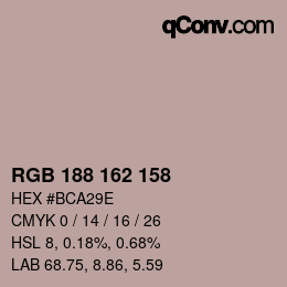 Color code: RGB 188 162 158 | qconv.com