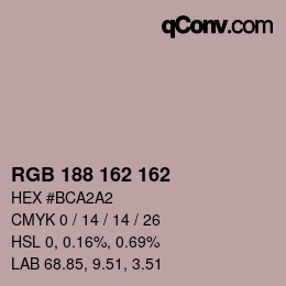 カラーコード: RGB 188 162 162 | qconv.com