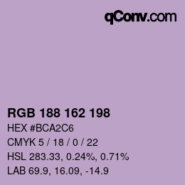 Color code: RGB 188 162 198 | qconv.com