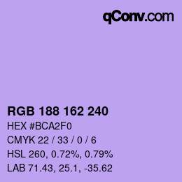 カラーコード: RGB 188 162 240 | qconv.com