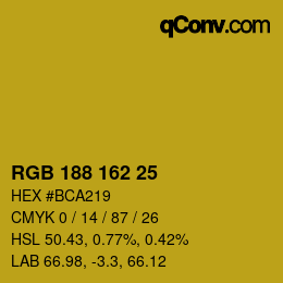 カラーコード: RGB 188 162 25 | qconv.com
