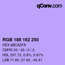 Color code: RGB 188 162 250 | qconv.com