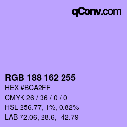 カラーコード: RGB 188 162 255 | qconv.com