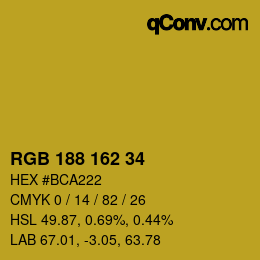 カラーコード: RGB 188 162 34 | qconv.com