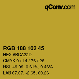 Color code: RGB 188 162 45 | qconv.com