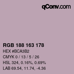 Color code: RGB 188 163 178 | qconv.com