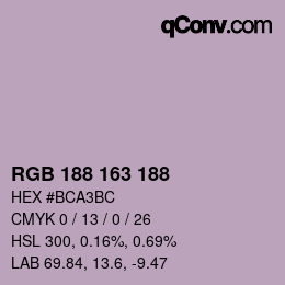 Color code: RGB 188 163 188 | qconv.com