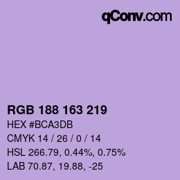 Color code: RGB 188 163 219 | qconv.com