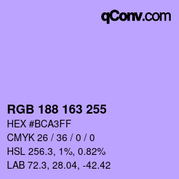 Color code: RGB 188 163 255 | qconv.com