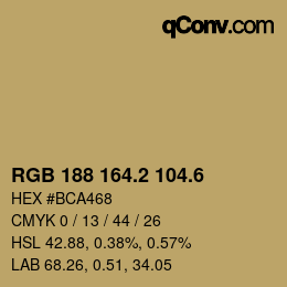 カラーコード: RGB 188 164.2 104.6 | qconv.com