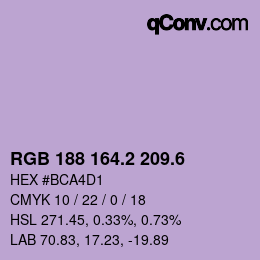 カラーコード: RGB 188 164.2 209.6 | qconv.com