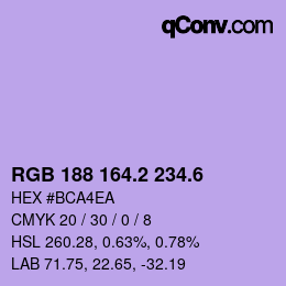 カラーコード: RGB 188 164.2 234.6 | qconv.com