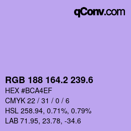 カラーコード: RGB 188 164.2 239.6 | qconv.com