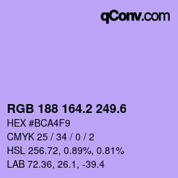カラーコード: RGB 188 164.2 249.6 | qconv.com