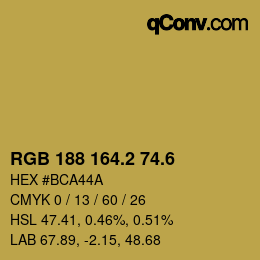 カラーコード: RGB 188 164.2 74.6 | qconv.com