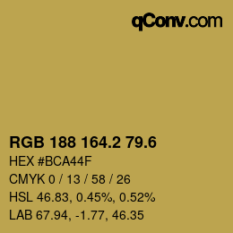 カラーコード: RGB 188 164.2 79.6 | qconv.com