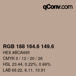 カラーコード: RGB 188 164.6 149.6 | qconv.com