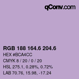 カラーコード: RGB 188 164.6 204.6 | qconv.com