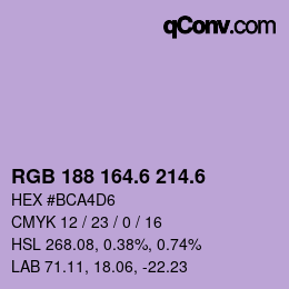 カラーコード: RGB 188 164.6 214.6 | qconv.com