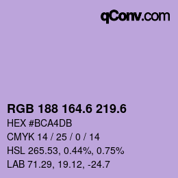 カラーコード: RGB 188 164.6 219.6 | qconv.com