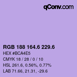 カラーコード: RGB 188 164.6 229.6 | qconv.com