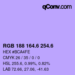 カラーコード: RGB 188 164.6 254.6 | qconv.com