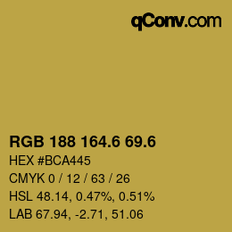 カラーコード: RGB 188 164.6 69.6 | qconv.com