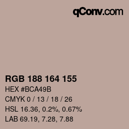 Farbcode: RGB 188 164 155 | qconv.com