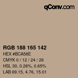 Color code: RGB 188 165 142 | qconv.com