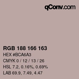 Color code: RGB 188 166 163 | qconv.com