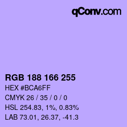 Color code: RGB 188 166 255 | qconv.com