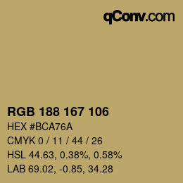 Color code: RGB 188 167 106 | qconv.com