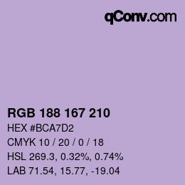 Color code: RGB 188 167 210 | qconv.com