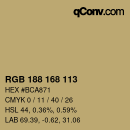 Color code: RGB 188 168 113 | qconv.com