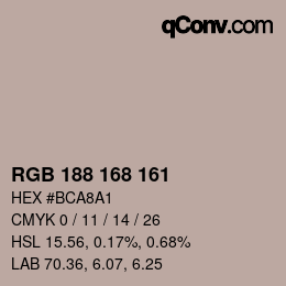 Color code: RGB 188 168 161 | qconv.com