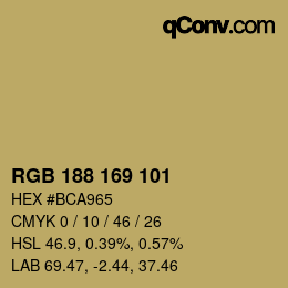Color code: RGB 188 169 101 | qconv.com