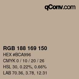 Code couleur: RGB 188 169 150 | qconv.com